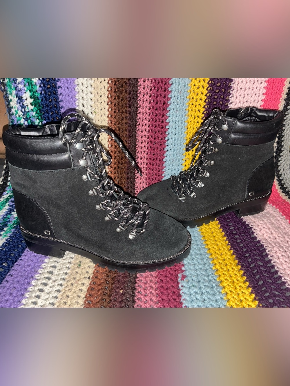 Womens Coach Lace Up Suede Boots